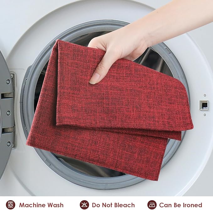 Red Placemats Set of 8, Washable Dining Table Mats Cloth Place Mats, Elegant Placemats for Valentines Day Holiday, Heat Resistant Kitchen Burgundy Place Mats, Easy to Clean(Burgundy)