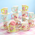 Talking Tables 24 x 7 oz Vintage Floral Paper Tea Cups & Saucer Set, Disposable by TalkingTables
