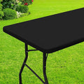 Smiry Rectangle Picnic Table Cloth, Waterproof Elastic Fitted Tablecloths for 6 Foot Tables, Washable Polyester Table Cover for Camping, Indoor and Outdoor (Black, 36"x72")