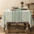 ZeeMart Contrast Linen Table Cloth Rectangle Table Cloths 60x84 Inch Green, Farmhouse Style Heavy Weight Sage Green Tablecloth, Water Resistant Burlap Tablecloths