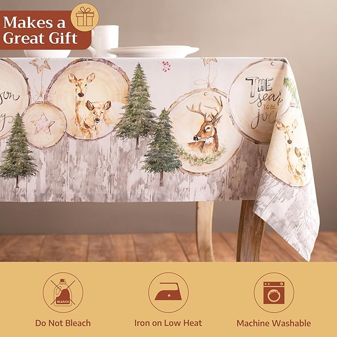 Maison d' Hermine Table Cloth Rectangle Table 100% Cotton 60 x 120 Inches Fall Tablecloth Reusable Everyday Use for Thanksgiving Christmas Decorations Dining Farmhouse Party (Mountain Life)