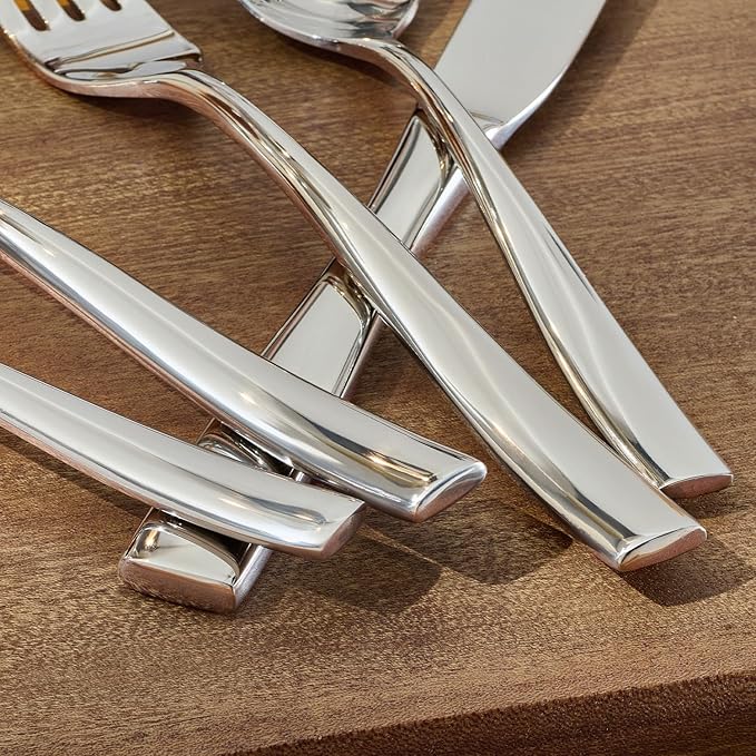 KINGSTONE Silverware Set for 12, 60-Piece Stainless Steel Flatware Set with Forks, Knives, Spoons, Dishwasher Safe Cutlery Set for Home, Wedding, Rust-proof