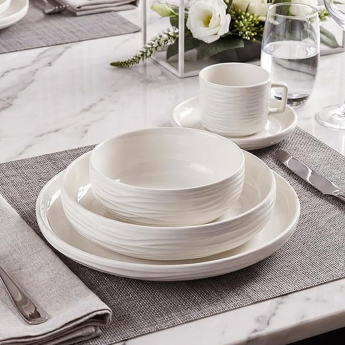 Pasta Bowls Set of 4, 33 OZ White Salad Bowls | 8 Inch Porcelain Wide and - Image 8
