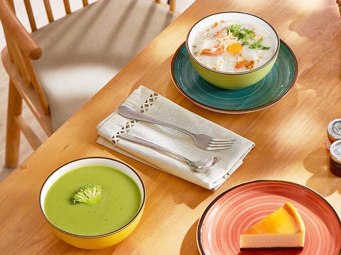 ONEMORE 16 oz Cereal Bowls Set of 4 Soup Bowls Ceramic - Image 4