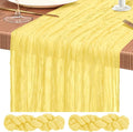Showgeous 2 Pack Light Yellow Cheesecloth Table Runners Boho Wedding Decor | by Showgeous