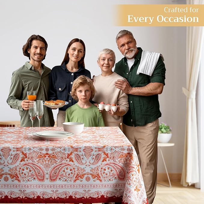 Maison d' Hermine Table Cloth Square Table 100% Cotton 54 x 54 Inches Fall Tablecloth Reusable Everyday Use for Thanksgiving Christmas Decorations Dining Farmhouse Party (Orient)