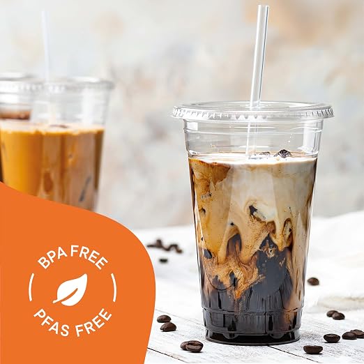 Stack Man Clear Plastic Cups - 24 oz - 100 Sets | Jumbo Disposable Smoothie & - Image 4