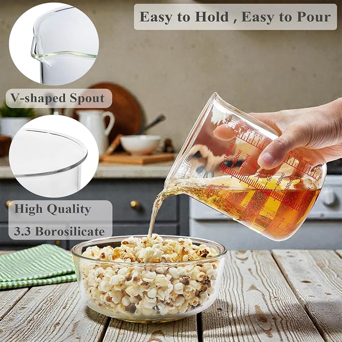 High Borosilicate Glass Measuring Cup-V-Shaped Spout，Glass Measuring Beaker - Image 3