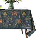 patdrea Designer Vintage Dark Blue Linen Rectangle Tablecloth,French Rustic Floral Pattern Tablecloths,Decorative Table Cover Cloth for Kitchen,Dining,Tea Party,Home,Christmas,63"*110"