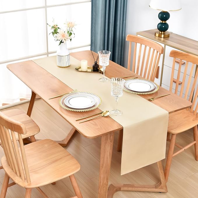 Farmhouse Beige Table Runner Dining Table Runners 90 Inches Long Coffee Table - Image 2