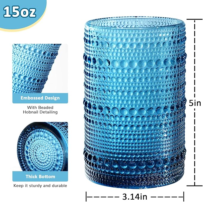 Colored Hobnail Drinking Glasses - Image 4