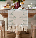 Boho Table Runner 13 x 60 Inch Long Natural Cotton Woven Runner by Caflife