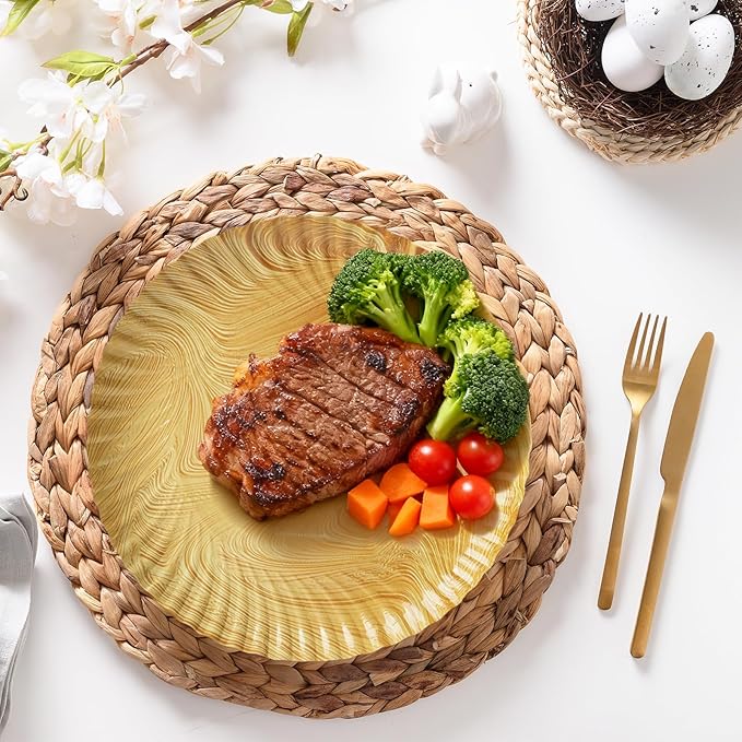 50 Pcs Wood Grain Paper Plates, 7 Inch Wood Paper Plates Disposable Rustic Party Plate for Woodland Baby Shower, Camp Fire, Camping, Lumberjack Birthday Party Supplies