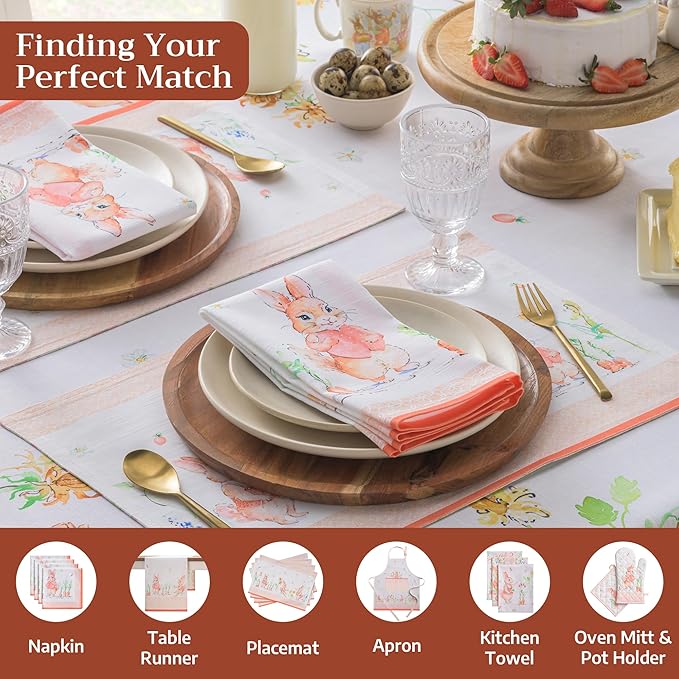 Maison d' Hermine Table Cloth Rectangle Table 100% Cotton 60 x 90 Inches Tablecloth Reusable Decorative for Dining Room Farmhouse Home Valentines Day Decorations Spring Summer - Bunny Party