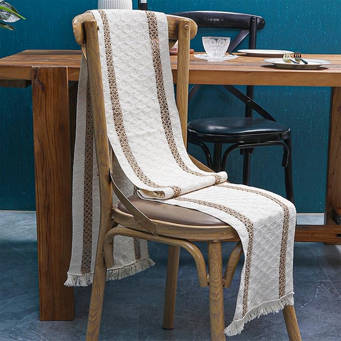 Boho Table Runner 90 Inches Long Summer Farmhouse Macrame Table Runner Cotton - Image 4