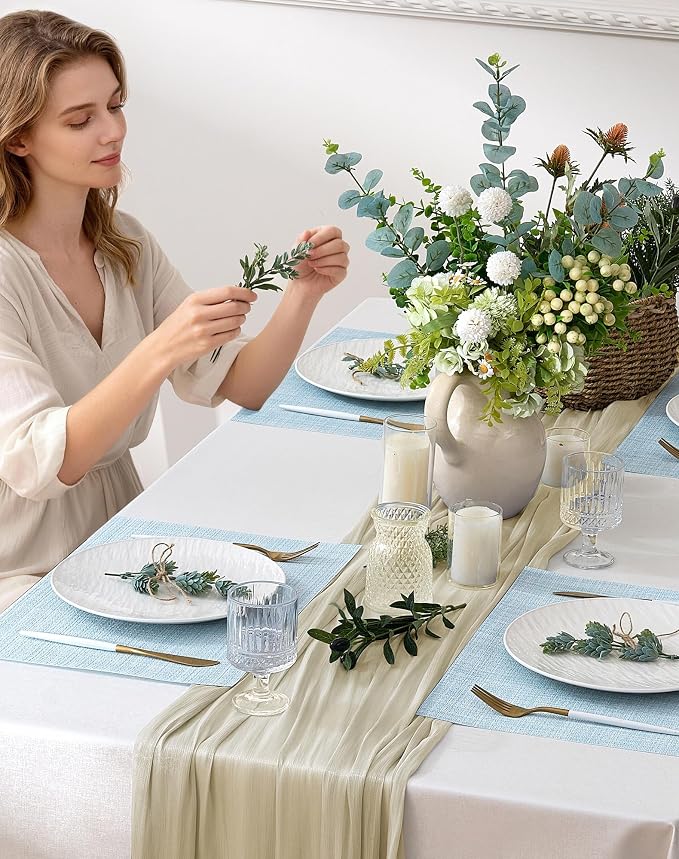 Leetaltree Soft Sky Blue Woven Placemats Set of 24 - Image 3