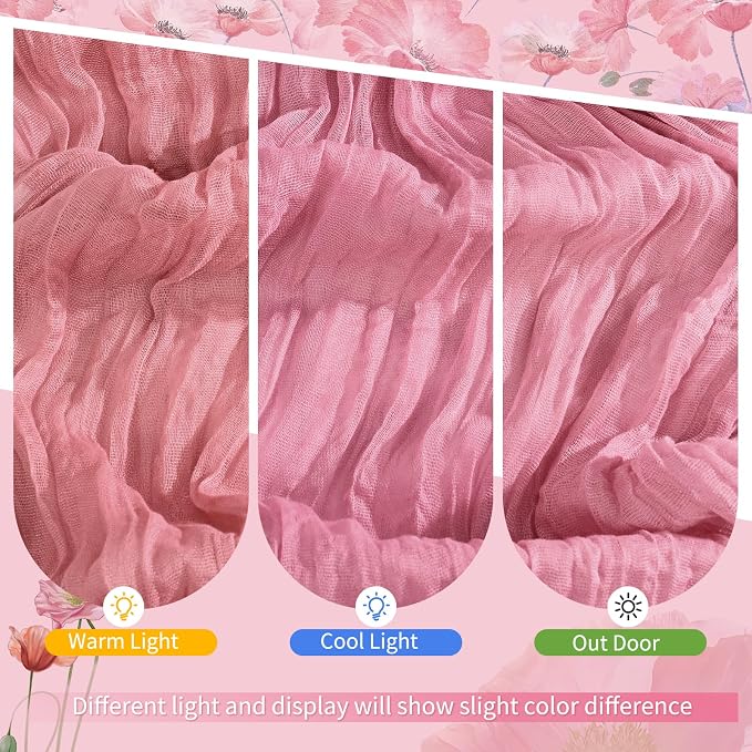 Showgeous 30 Pack Dusty Rose Cheesecloth Table Runner, 17 x 108 Inches | Boho - Image 7