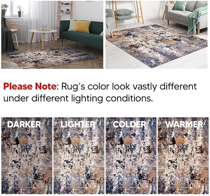Keen Home Design Area Rugs - 2x20 Non-Shedding, Abstract Rugs for Kitchen, Living Room, Bedroom, Dining Room, Entryway - Size: 2'8" x 20', Multi