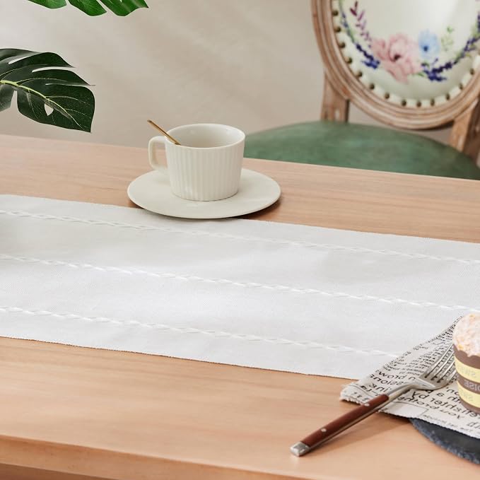 Braided Farmhouse Table Runner, Braided White 13x72 Inch, Cotton Linen Table - Image 5