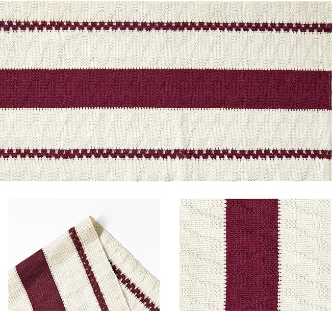 Artoid Mode Red Rustic Woven Table Runner 12x120 Inch | Holiday Farmhouse - Image 5