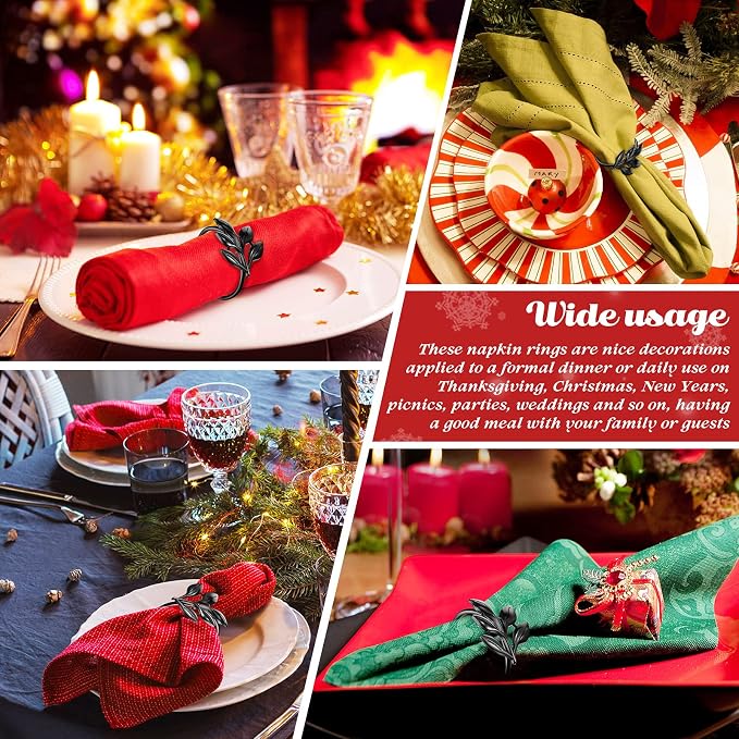 WILLBOND Leaf Napkin Rings Holders Fall Party Napkin Rings - Image 4