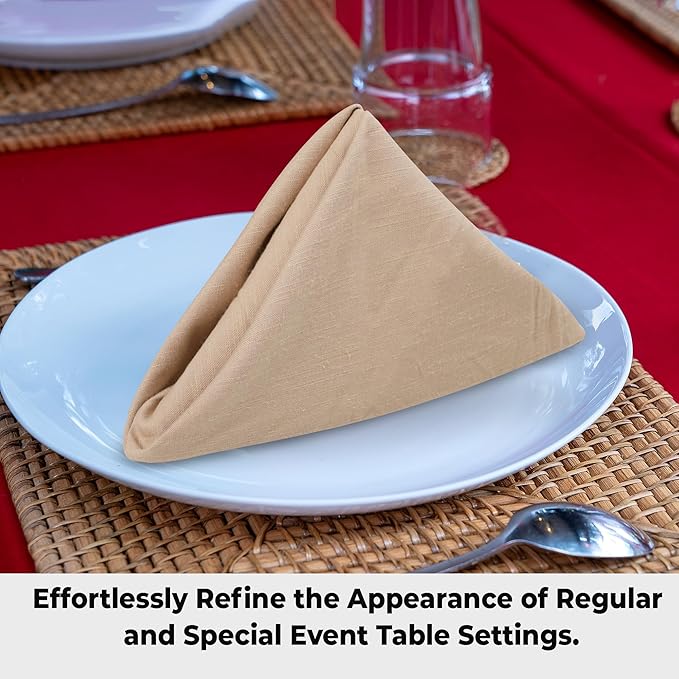 Urban Villa Harvest DinnerNapkins Set of 6Over Sized 20''x20'' Fall ClothNapkins Taupe Color Dinner Napkins Cloth Napkins 100% Cotton Thnaks Giving Cloth Napkins Premium Quality DinnerNapkins