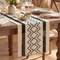 Artoid Mode Black Stripe Diamond Woven Table Runner 12x108 Inch | Holiday by ArtoidMode
