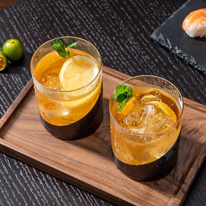 MyGift 12 oz Set of 4 Matte Black Drinking Glasses - Image 4