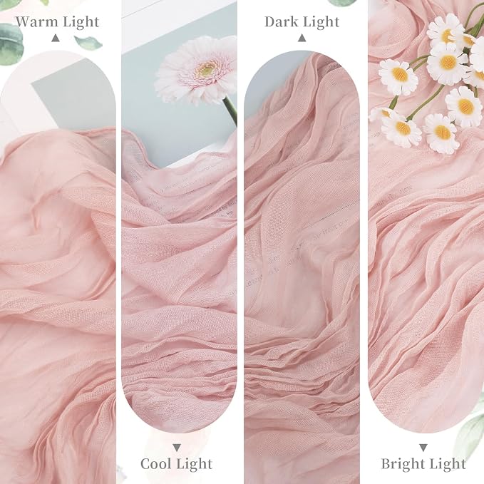 3 Pack Dusty Pink Cheesecloth Table Runner 35x120inch, 10FT Spring Summer Gauze - Image 7