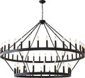 60 Inch Large Black Wagon Wheel Chandelier,2 Tier 54-Lights Farmhouse Industrial Country Style Round Pendant Light Fixture for Outdoor Porch high Ceilings Living Dining Room Foyer Entryway
