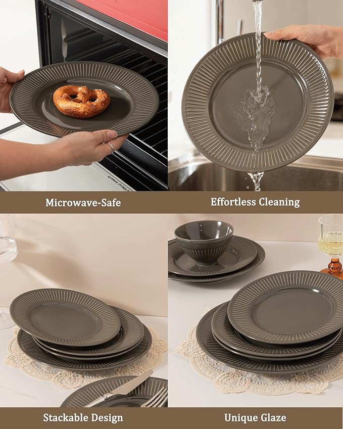 Dinnerware sets plates and bowls sets modern plates,Ceramic Dinnerware Sets,12 Pieces Porcelain Lightweight Plates,Scratch Resistant Dish Set (style - 14, 4 - Set (12pcs))
