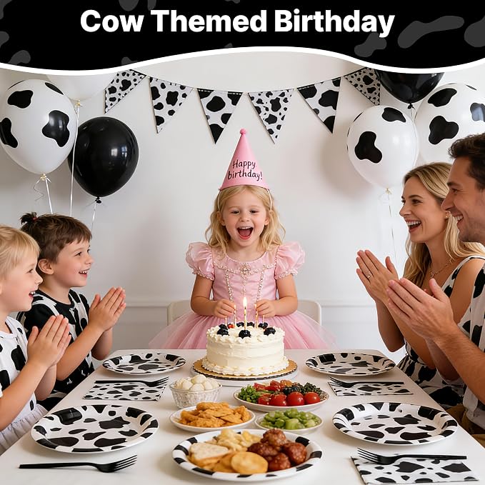 100 Pcs Disposable Black Cow Print Tableware Set - Image 6