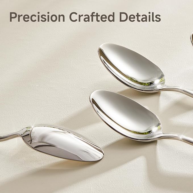 4-Piece Teaspoon Set, 18/10 Stainless Steel Dessert Spoons | Mirror Polished - Image 3