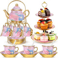 21 Pcs Ceramic Teapot Set Vintage Porcelain Tea Cups by Suttmin