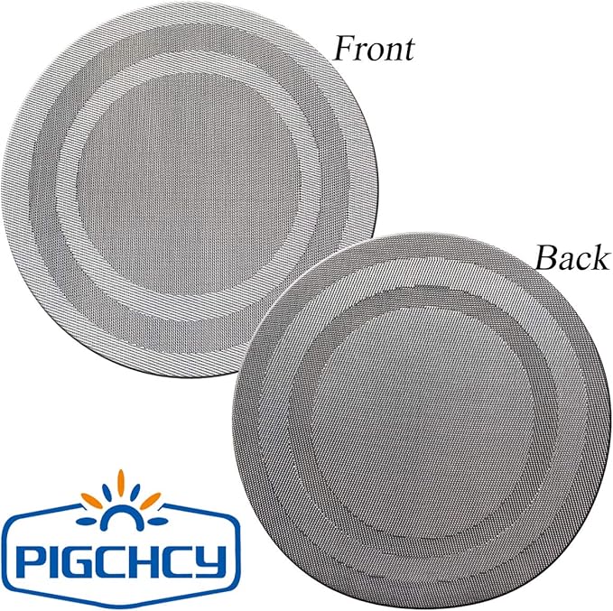PIGCHCY Round Placemat Set of 8 Vinyl Washable Kitchen 15 inch Table Placemats for Wedding Holiday Party (8pcs Round, Deep Silver)