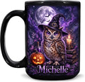 Hyturtle Personalized Halloween Owl Mug, Custom Name Gift by Hyturtle