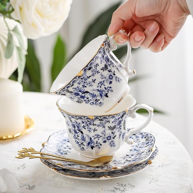 Country Roses Porcelain Tea Cup and Saucer Set - Image 4