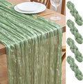 Asee'm 4pcs Cheesecloth Table Runner 120 Inches Sage Green Boho Gauze Cheese by Aseem