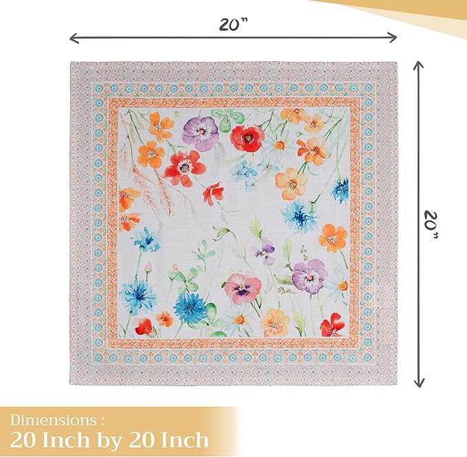 Maison d' Hermine Cloth Napkins Set of 4 100% Cotton Everyday Reusable Square Napkins Cloth Washable Dinner Party Wedding Restaurant Valentines Day Decorations Spring/Summer(Summer Whisper, 20" x 20")