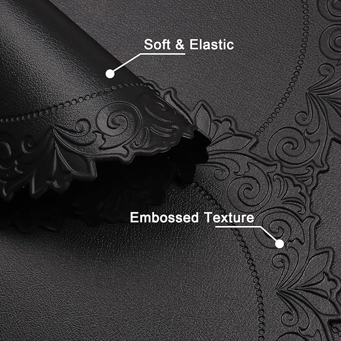 Noctiflorous Round Faux Leather 15 Inch Placemats Set of 6 Waterproof Wipeable Heat Resistant Tablemat for Dining Table Kitchen Non Slip Washable Oilproof Table Place Mat for Indoor Outdoor(Black, 6)
