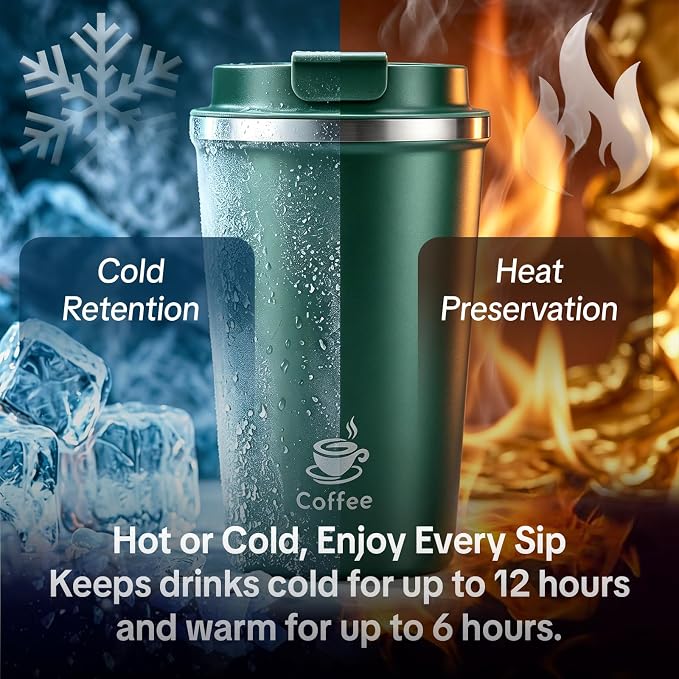 17oz Travel Coffee Mug, Leakproof Vacuum Coffee Cup Insulated Tumbler | 304 - Image 8