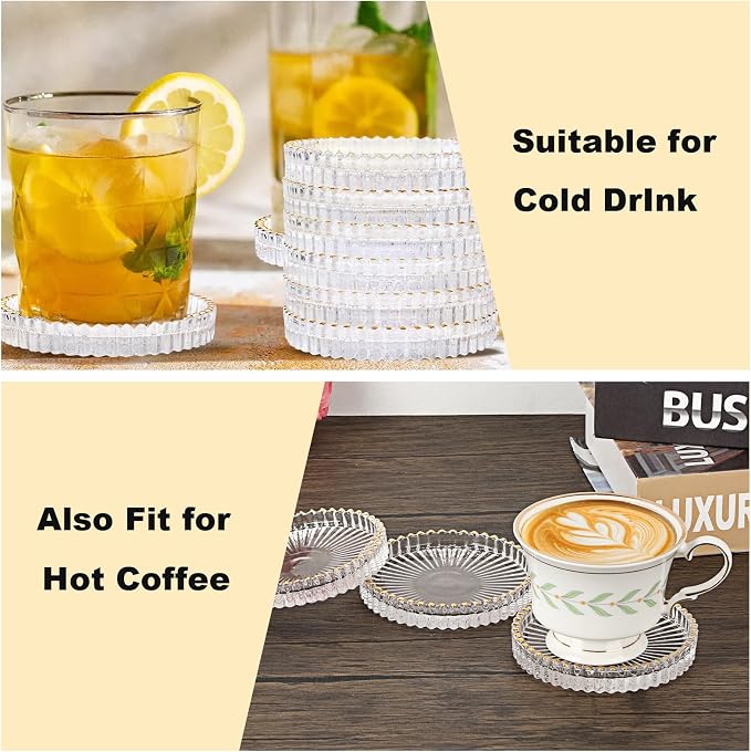 Modern Clear Coaster Set of 8 Glass Coasters - Image 5