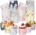 CHENGU 180 Pcs Floral Snack Cups 9 oz Disposable Floral Paper Dessert Bowls by CHENGU