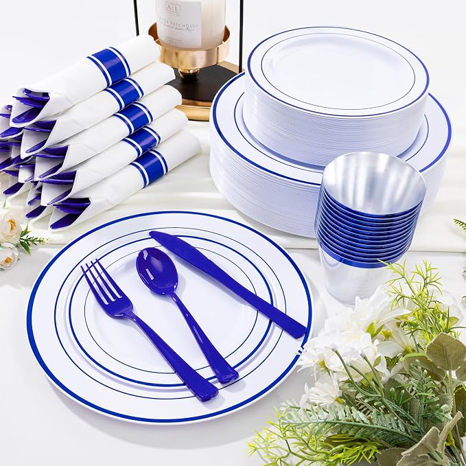WELLIFE 700 Pcs Blue Plastic Plates - Image 4