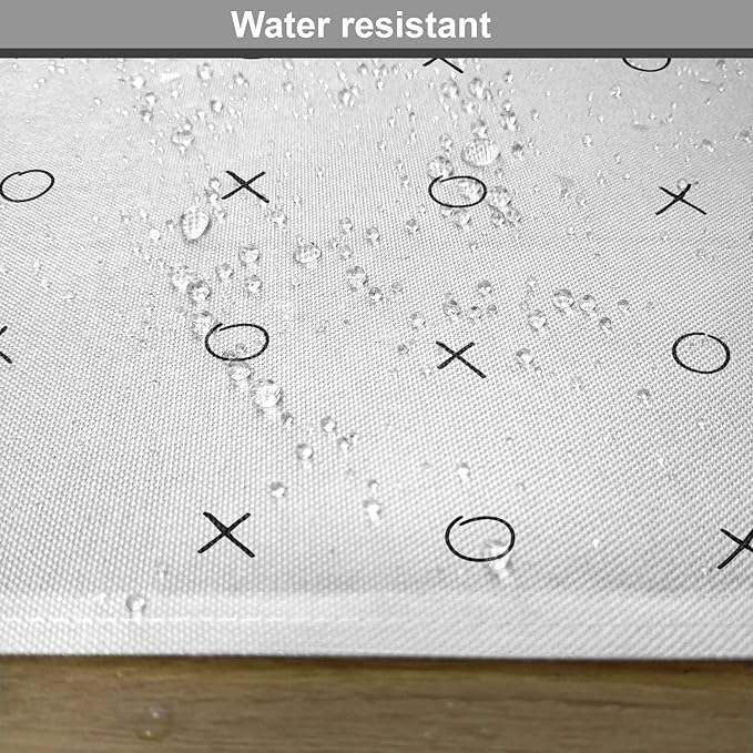 Ambesonne Xo Place Mats Set of 4, Hand Drawn Geometrical Pattern Classic Game Tic Tac Toe in Black White Colors, Washable Fabric Placemats for Dining Room Kitchen Table Decor, Black White