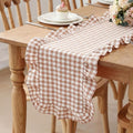 HunnmingRe 1 Pc Gingham Table Runner Brown, 118 X 13.8 Inch | Cotton Dresser by HunnmingRe