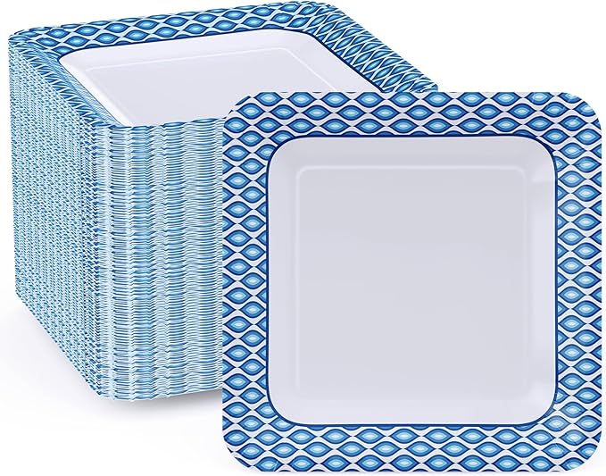 MUCHII 10 Inch Square Paper Plates, 140 Count Heavy Duty Bulk Disposable Paper Plates for Daily Use, Family Gatherings, Parties, Picnic