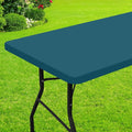 Smiry Rectangle Picnic Table Cloth, Waterproof Elastic Fitted Tablecloths for 5 Foot Tables, Washable Polyester Table Cover for Camping, Indoor and Outdoor (Peacock Blue, 30"x60")