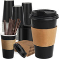 RACETOP 16 oz 50 Pack Black Disposable Coffee Cups by RACETOP