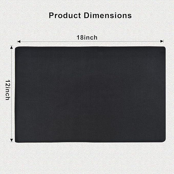 SLKQG Black Linen-Look Fabric Placemats Set of 4, Heat Resistant & Machine Washable Double-Layered Cloth Placemats for Dining Table, Indoor/Outdoor Use, Non-Slip Kitchen Table Mats (4, Black)